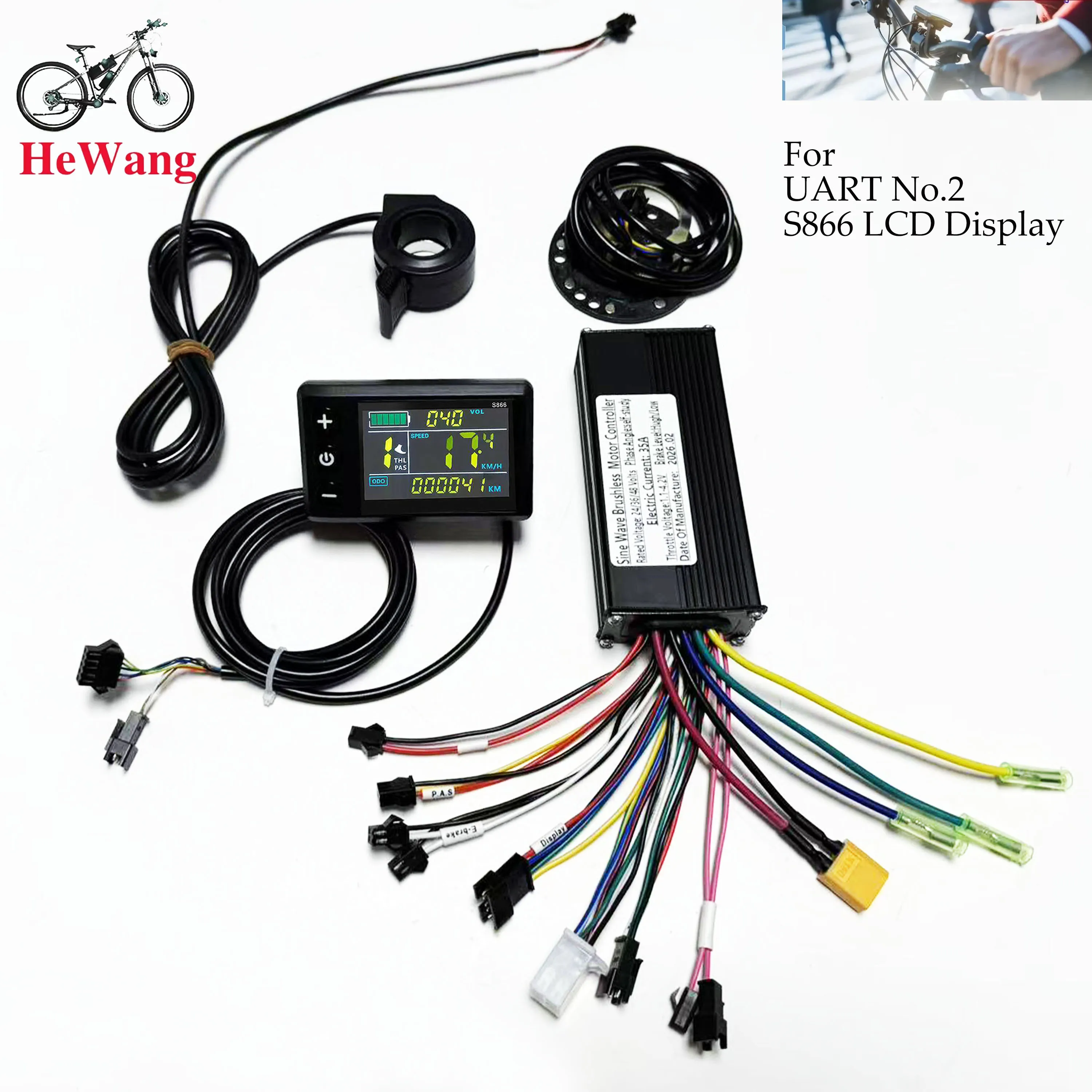 24V 36V 48V 750W 1000W 26A-35A E-bike Brushless Motor Controller with S866 LCD D