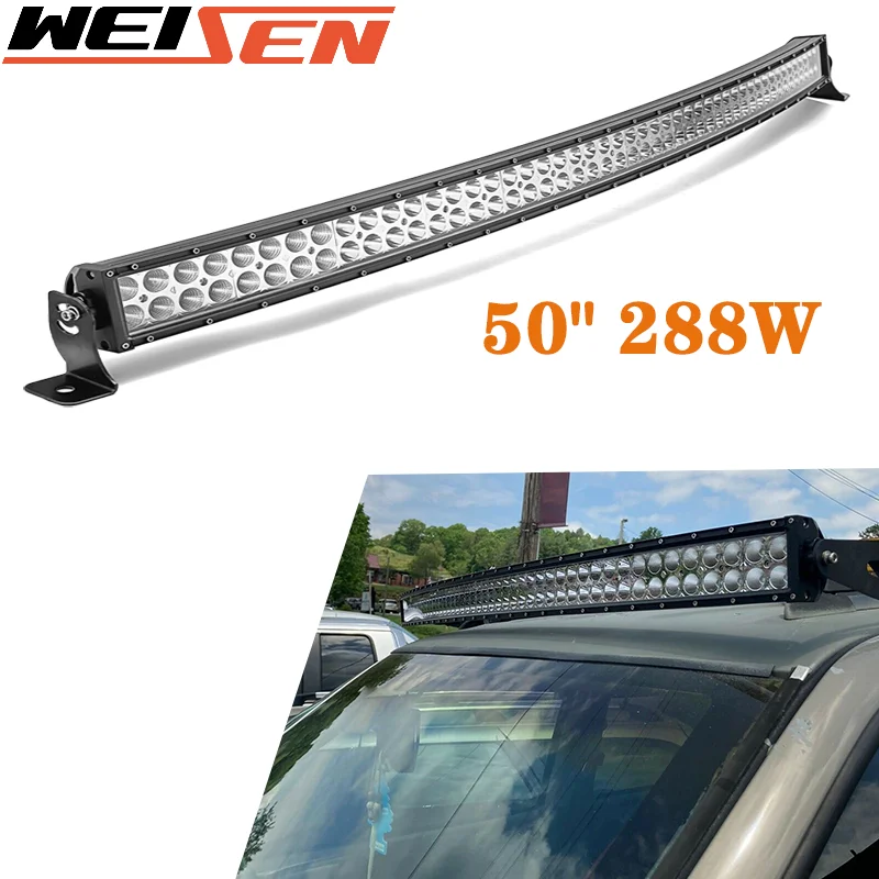 50" 288w Curved Led Light Bar 6063 Aluminum Alloy For Suv Truck 4x4 Uaz