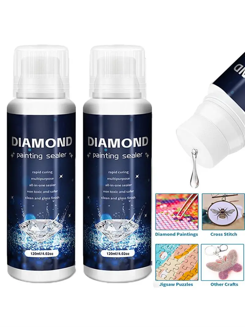 120/60ml Diamond Painting Glue Sealer 5D Diamond Art Permanent Hold & Shine Effect Sealer Painting Puzzles With Brush diamond painting sealer