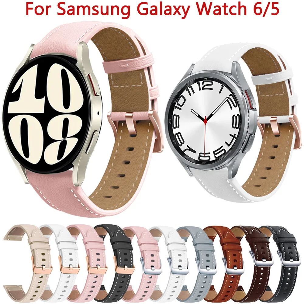 

Кожаный ремешок для Samsung Galaxy Watch 6 5 4 44 мм 40 мм 20 мм, браслет для Galaxy Watch 5 Pro 45 мм Classic 47 мм 43 мм 46 мм 42 мм Correa