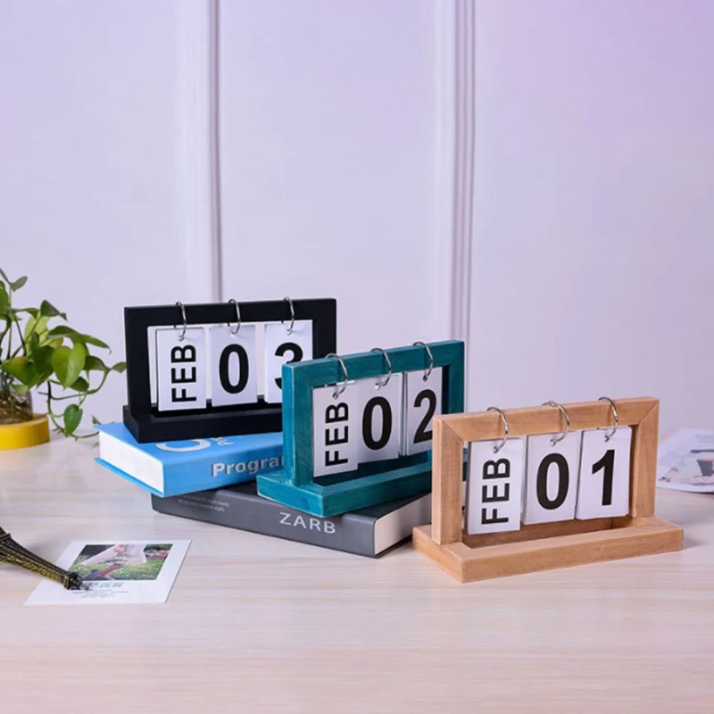 Wooden Vintage Home Calendar Cafe Desktop Decorative Rustic Ornaments DIY  Flip Planner Table Perpetual Calendar Office Supplies - AliExpress
