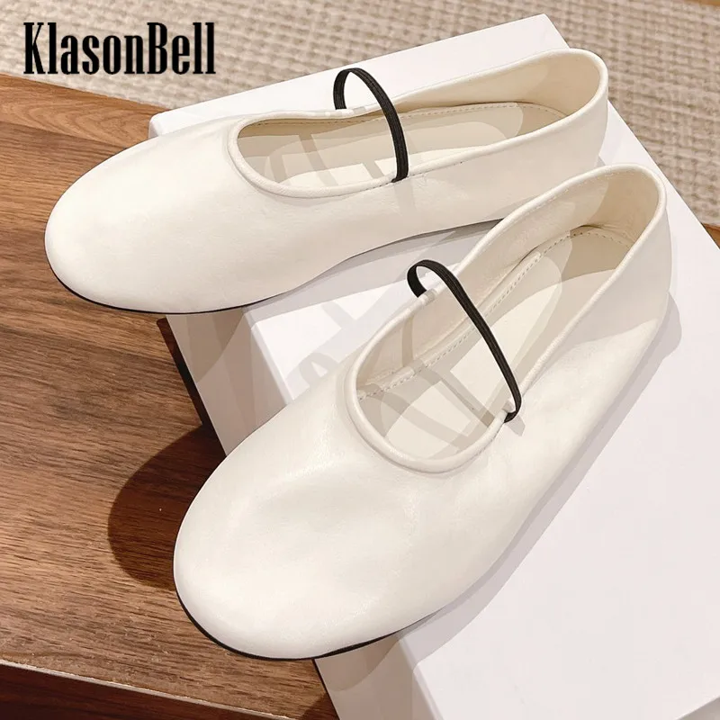 

9.28 KlasonBell Fashion New Stretch Strap Soft Sheepskin Ballet Flats Round Toe Shallow Casual Shoes Women's