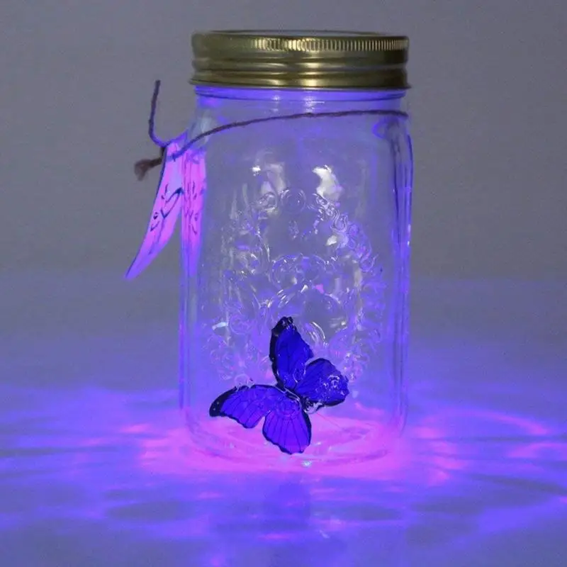 Magic Flying Butterfly Jar Lampada A Led Glass Mason Jar Simulazione Animated Butterfly Insect Collection Bottle Regalo Novità