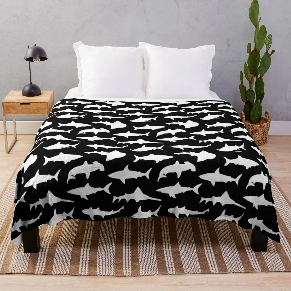 

Sharks on Black Throw Blanket Hair Blanket Polar blanket