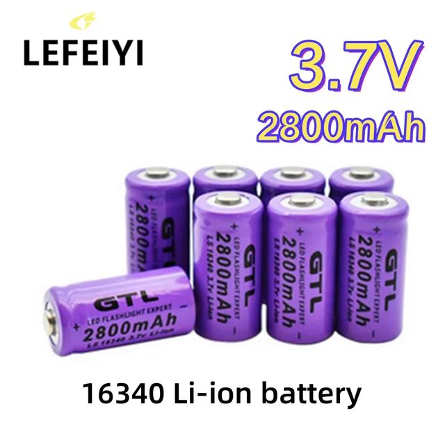 3.7V 2800mAh 16340 CR123A Rechargeable Batteries, 12-Pack