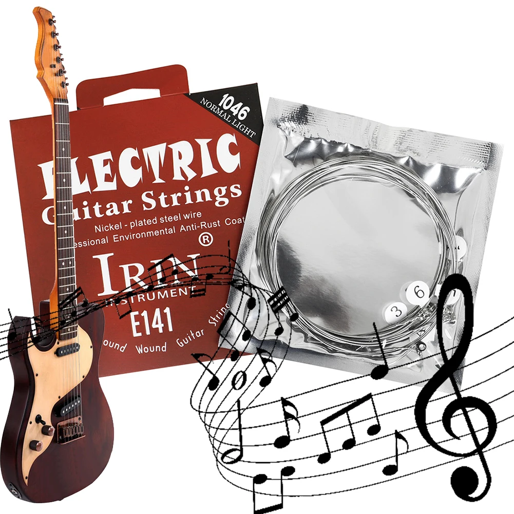 Metal Electric Guitar Strings Set Hexagonal Carbon Steel 6 String for Electric Guitar Accessories Practice Use