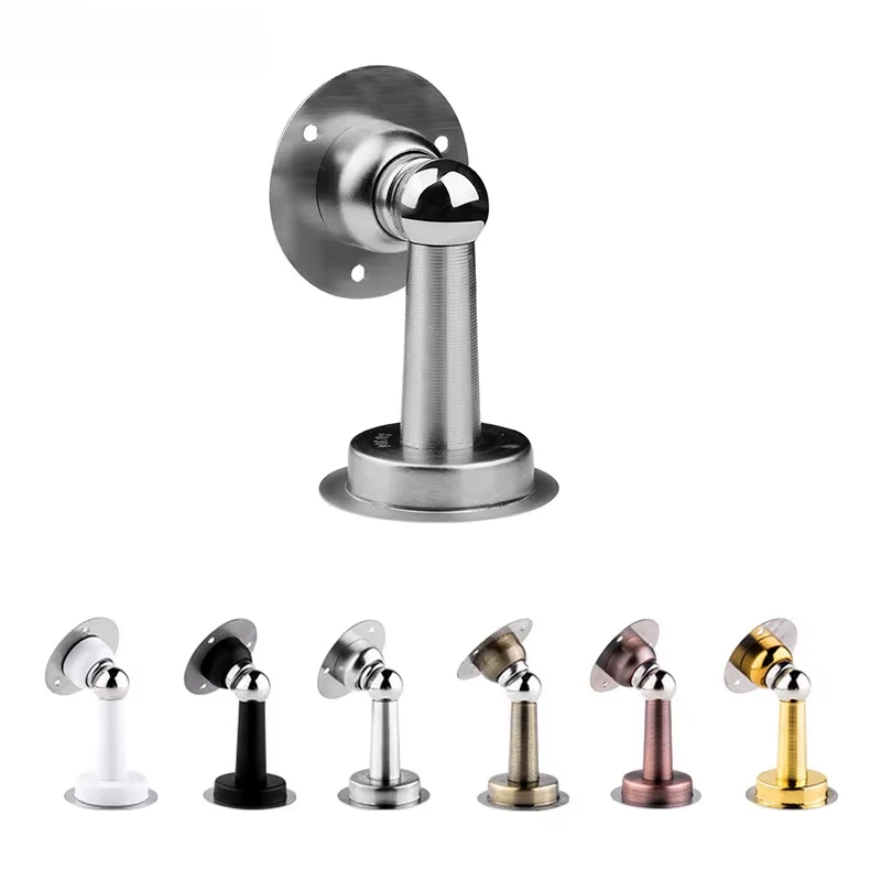 Stainless Steel Magnetic Doorstop Non-Punch Wind-Proof Door Stopper Wall Mounted Floor Mounted Door Holder Hardware