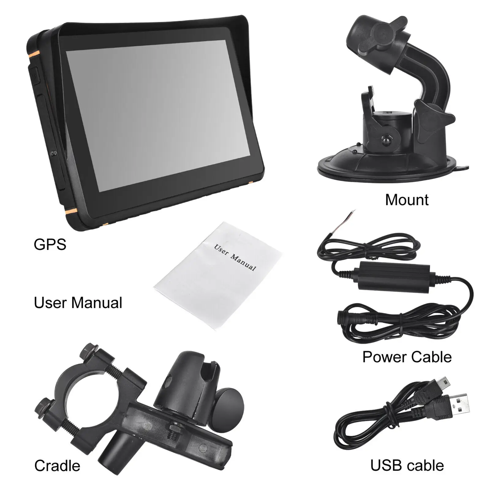 7 inch Touch Screen Carplay Motorcycle Navigator Portable GPS Navigation For Motorcycle IPX6 Waterproof Android Auto Mote Bike