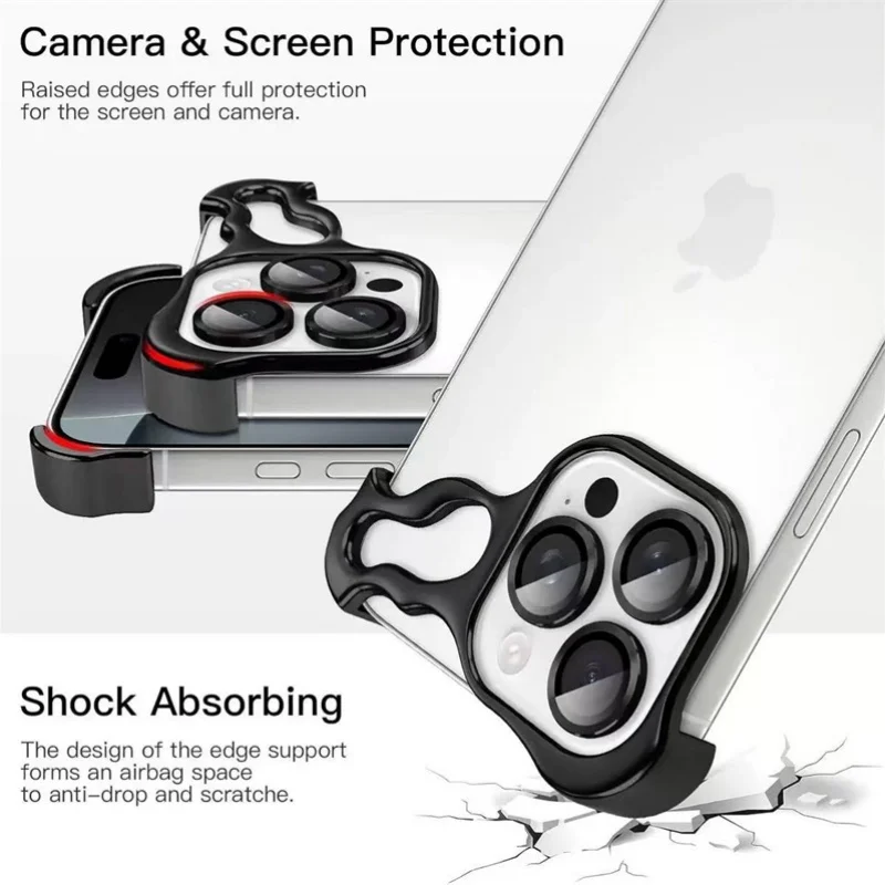 Luxury Irregular Metal Bumper Shockproof Phone Case with Plating Ultra-Thin Design