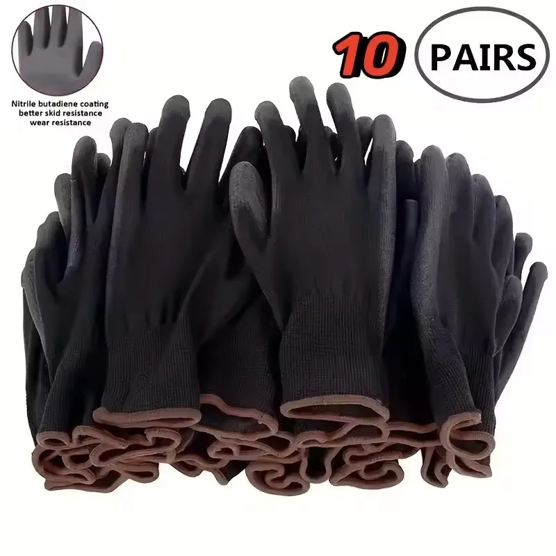 10 paires de gants de sécurité durables – Protection ESD antidérapante, résistante à l'usure pour le jardinage et le travail du bois