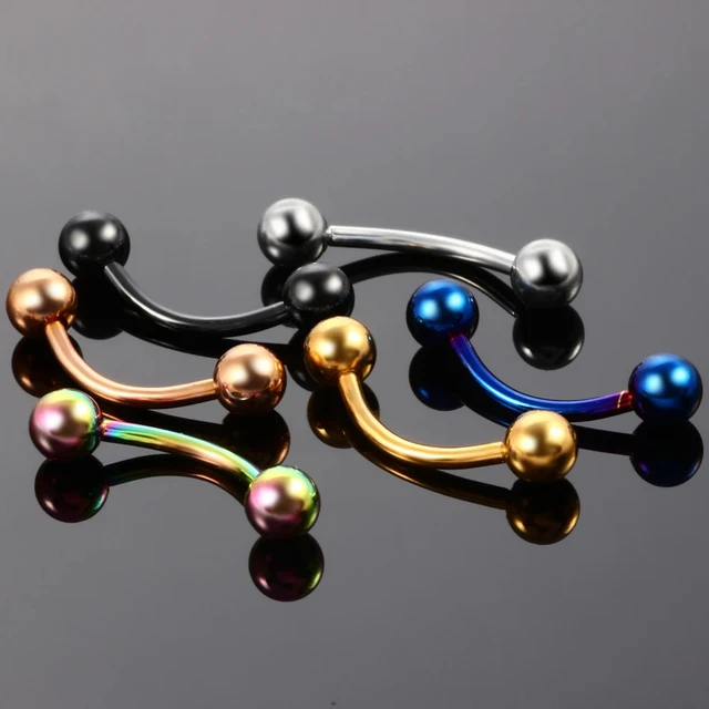 1PC Steel Eyebrow Banana Piercings Curved Barbell Ring Lip Labret Tongue Piercings Daith Helix Earring Piercings Body Jewelry 3
