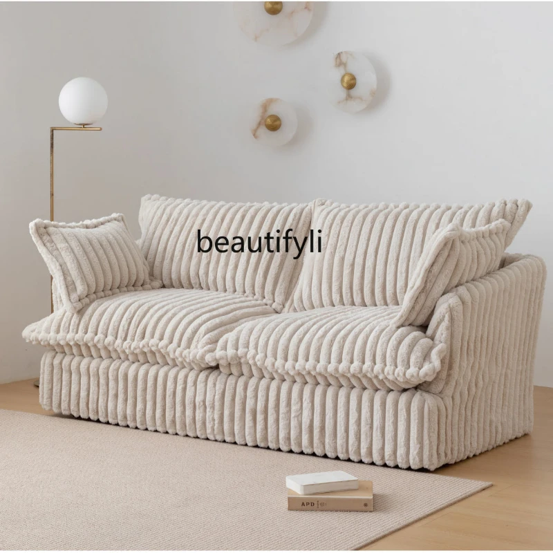 

Modern Light Luxury Removable and Washable Sofa Fabric Long Wool Corduroy Lazy Cream Large Sitting Deep Winter Single Sofa
