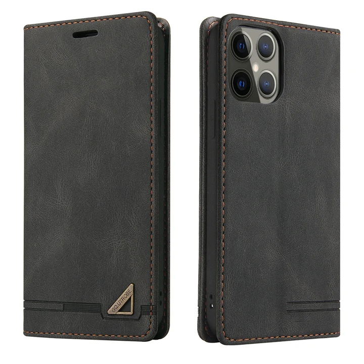 Premium RFID Leather Flip Case with Card Slots and Textured Book-Style Cover