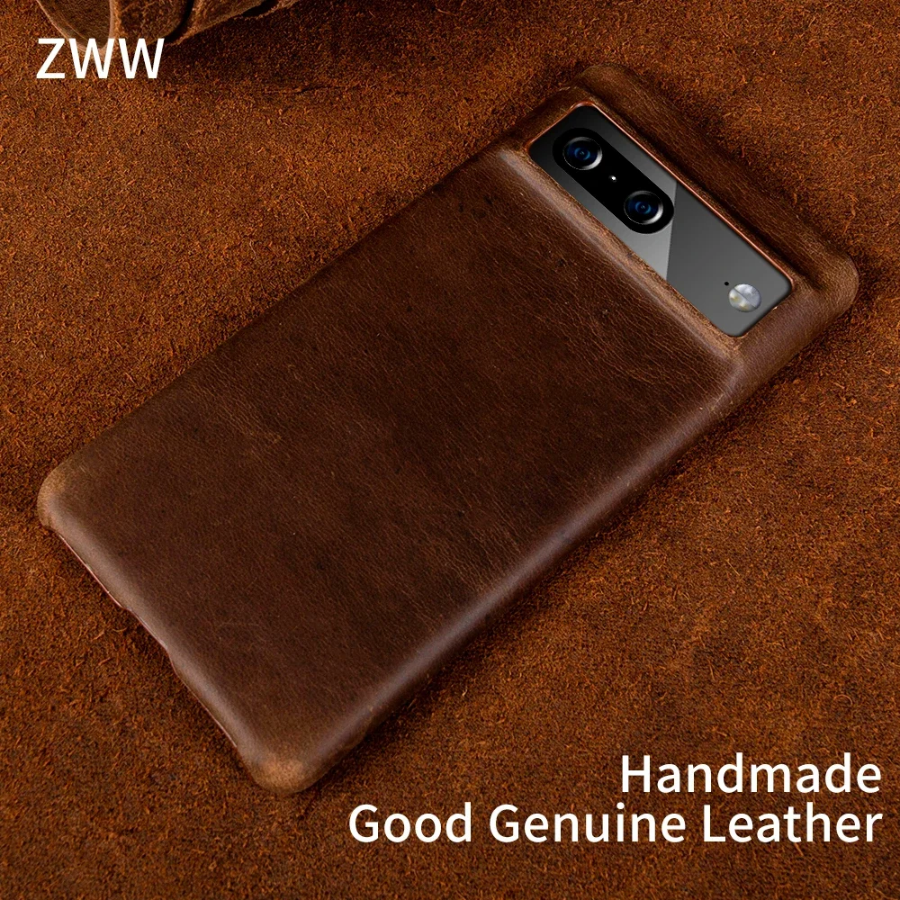 ZWW Crazy House Genuine Leather Vintage Aesthetic Phone Case