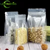 50pcs 3D Stand up Plastic Ziplock Storage Bag Clear Window Coffee Beans Sugar Snack Biscuit Nuts Beans Gifts Packaging Pouches 1