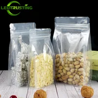 50pcs 3D Stand up Plastic Ziplock Storage Bag Clear Window Coffee Beans Sugar Snack Biscuit Nuts Beans Gifts Packaging Pouches 1