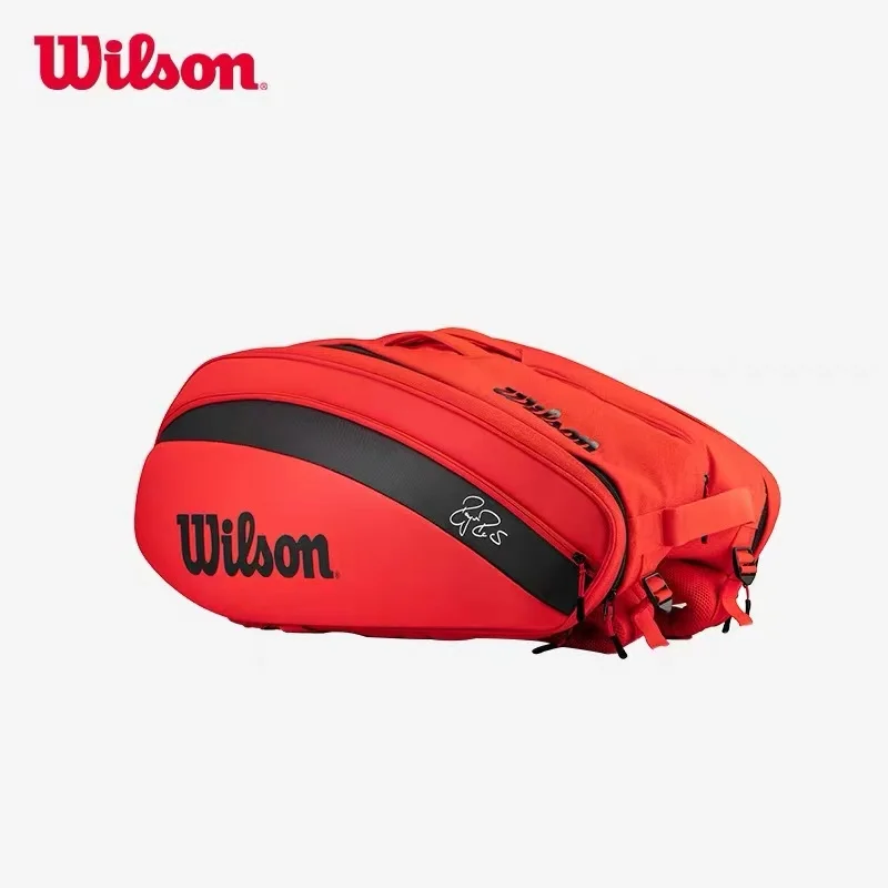 

Wilson RF DNA 12 PACK Willson Federer Signature Tennis Bag Large Capacity Shoulder Bag Crossbody Bag Red