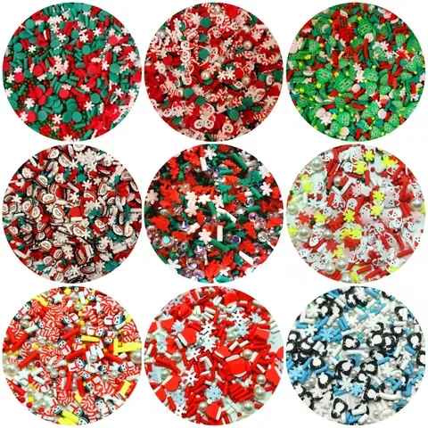 

Xmas Elk Snowflakes DIY Resin Jewelry Crafts Polymer Clay Slices Slime Flake Sprinkle Nail Art Glitter Accessories Christmas