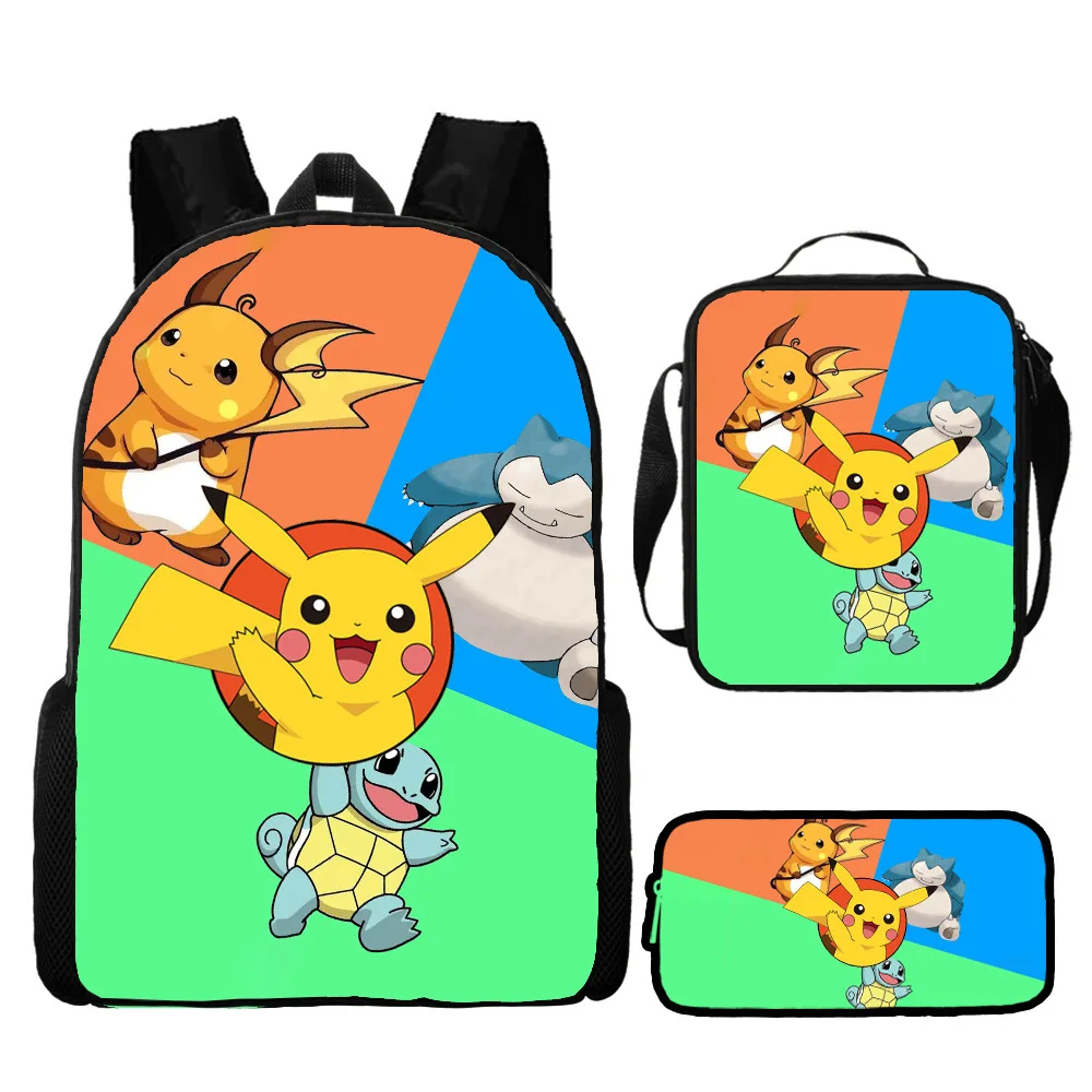 3 unids/set niños Pokemon Pikachu mochila bonita estuche de lápices bolso  cruzado arnés de cojín de aire impermeable protección de la columna  vertebral mochila escolar hola suerte unisex