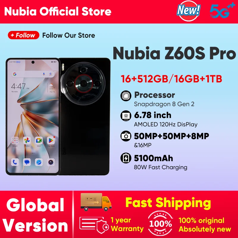 Global Version Nubia Z60S Pro 5G Smartphone Snapdragon 8 Gen 2