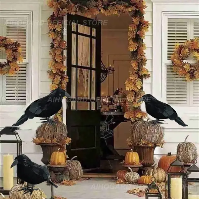 Kis Halloween Fekete Varjú Modell Reális Műanyag Szobor Szemet Gyönyörködtető Szimuláció Hamis Madár Kompakt Otthoni Dekoráció Könnyű - Image 2