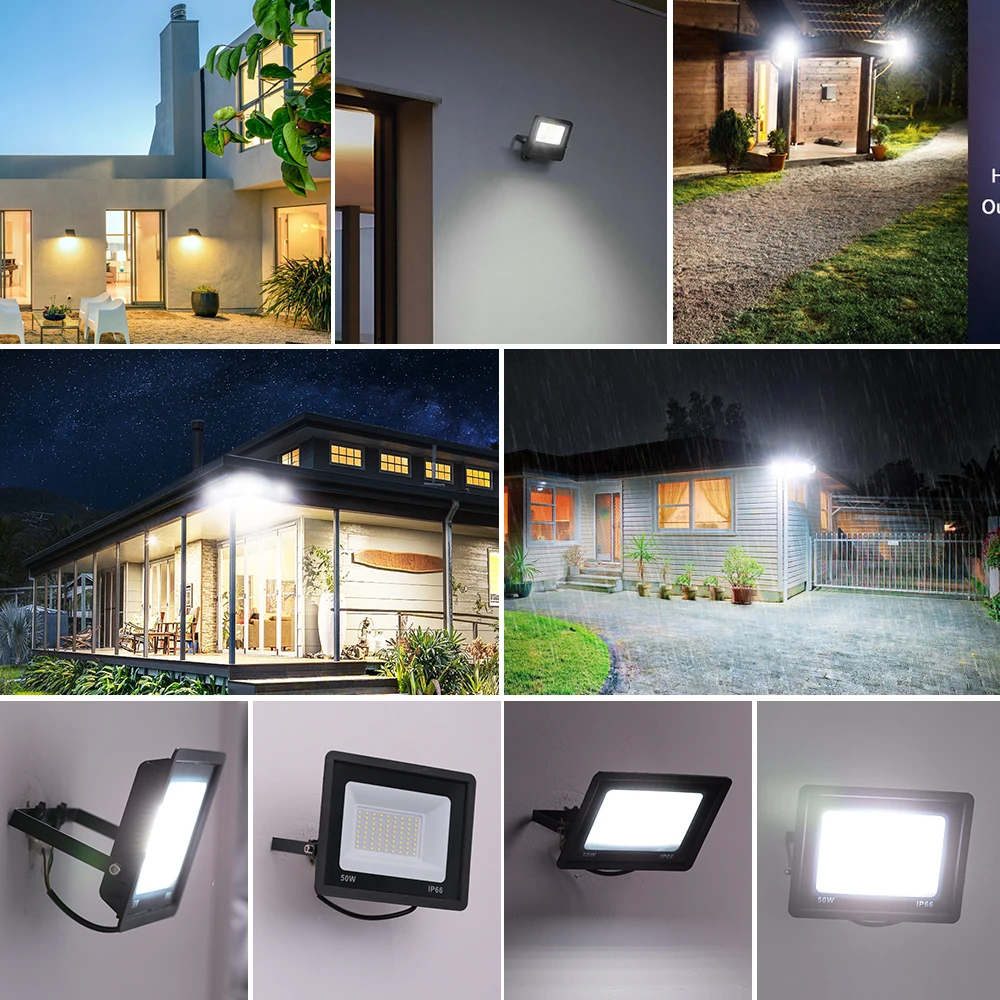LED 투광 조명, IP66 방수 반사판 스포트라이트 가로등, 야외 정원 램프, 10W, 20W, 30W, 50W, 100W, AC 220V