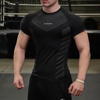 Men's Summer Casual Gym Fitness Sports Skinny Compression T-shirt Quick Dry Short Sleeve Tee Running Workout Sweatshirt Clothing 1