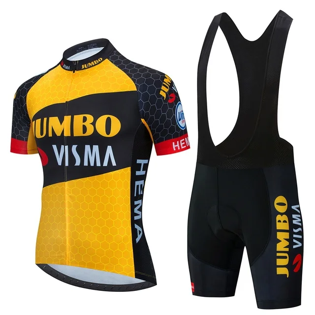 

Комплект одежды для велоспорта JUMBO VISMA, отличная команда, велосипедный костюм с коротким рукавом, Мужской комплект с шортами и верхом