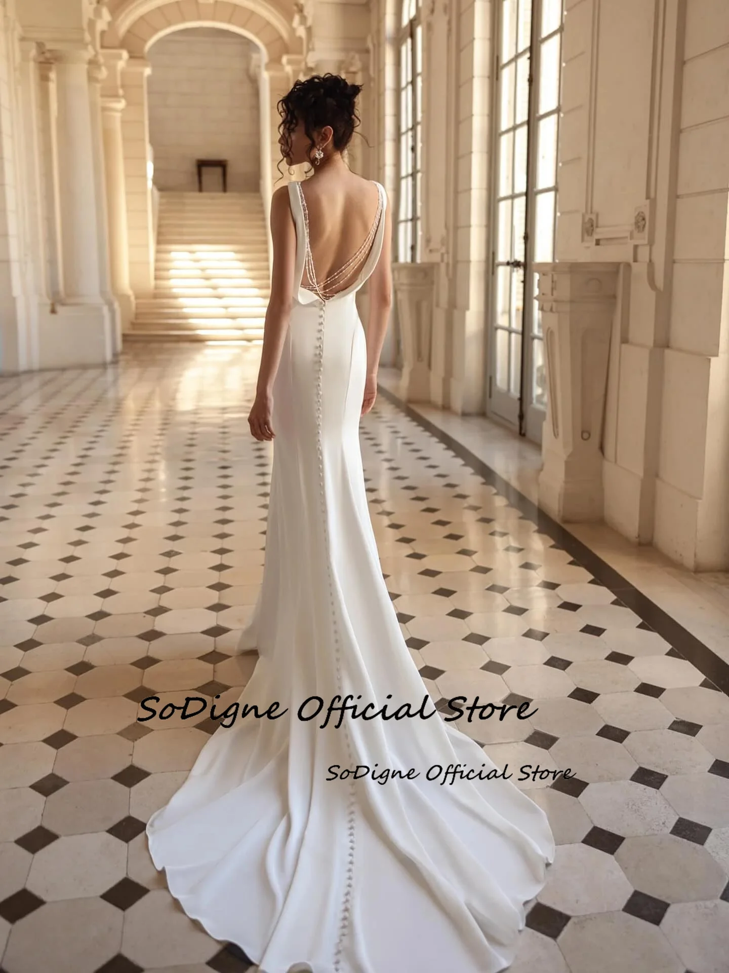 SoDigne Mermaid Satin Beach Wedding Dresses Sleeveless Backless Bridal Dress Long Wedding Gown Robe De Mairee Customized 14 S6984d317398546859fa71ccd85839313I