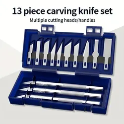 13pcs Metal Carving Knife Pen Art Seal Cutting Manual Combination Paper Cuttings Non-Slip Gadget DIY Precision Repair Tool