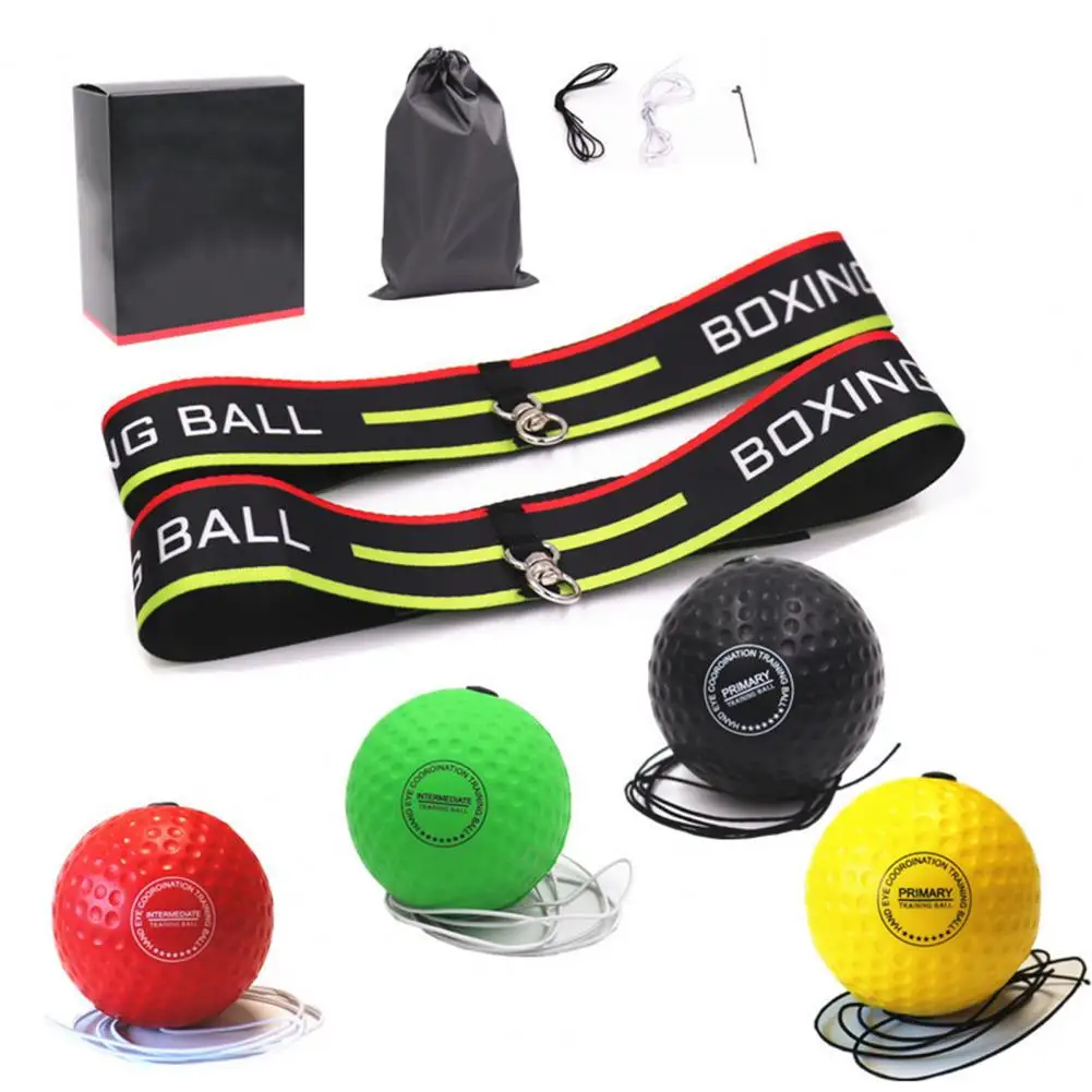 Head Mounted Boxing Ball Portable Boxing Ball Set with Adjustable Headband for Hand Eye Coordination Training Fitness Equipment