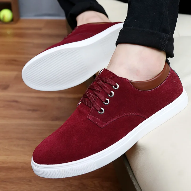 

Stylish Simplicity Men Leather Casual Shoes Lace Up Flat Sneakers High Quality Suede Leather Men Board Shoes Zapatillas Hombre