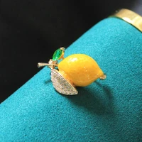 Enamel Yellow Lemon Brooches For Women Wedding Party Orange Causal Brooch Pins Gifts 4