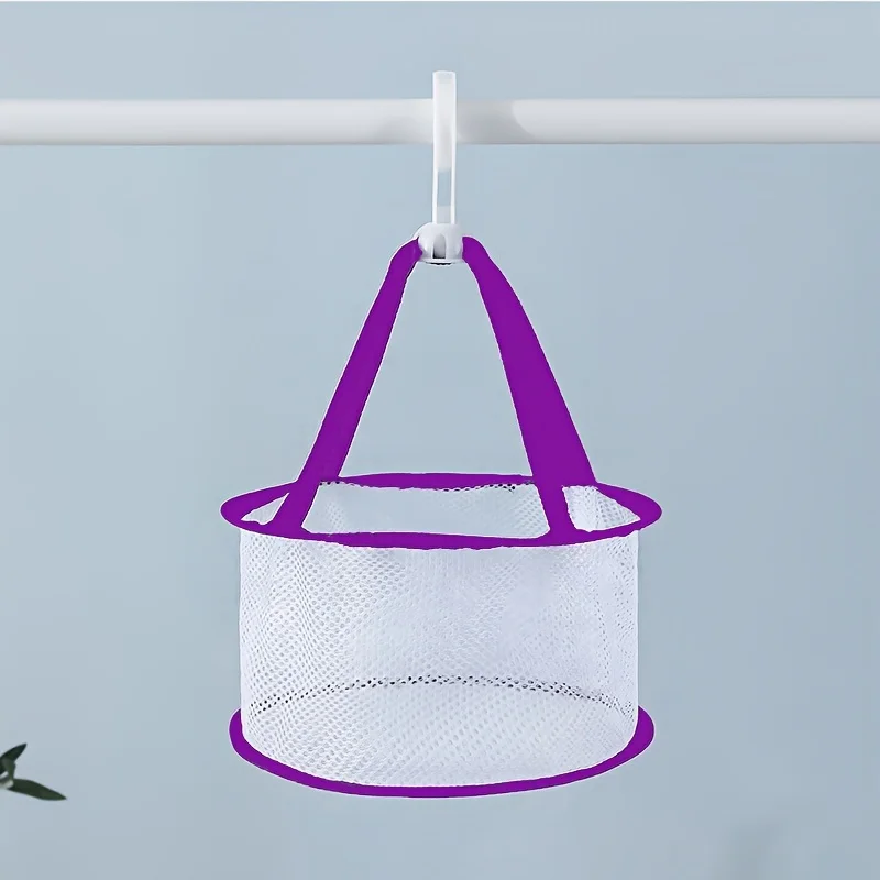 1pc Modern Circular Mesh Laundry Sorter with Multiple Components, Hanging Clothes Rack 5