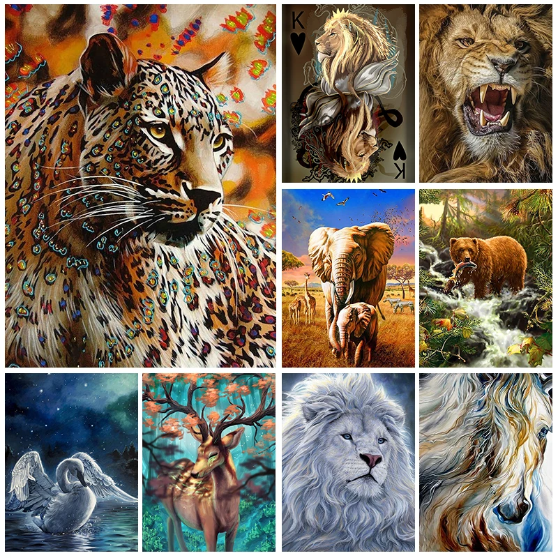 

5D Diamond Painting Animal Diamond Embroidery DIY Full Rhinestone Mosaic Leopard Lion Cross Stitch Kit Art Home Decor Gift