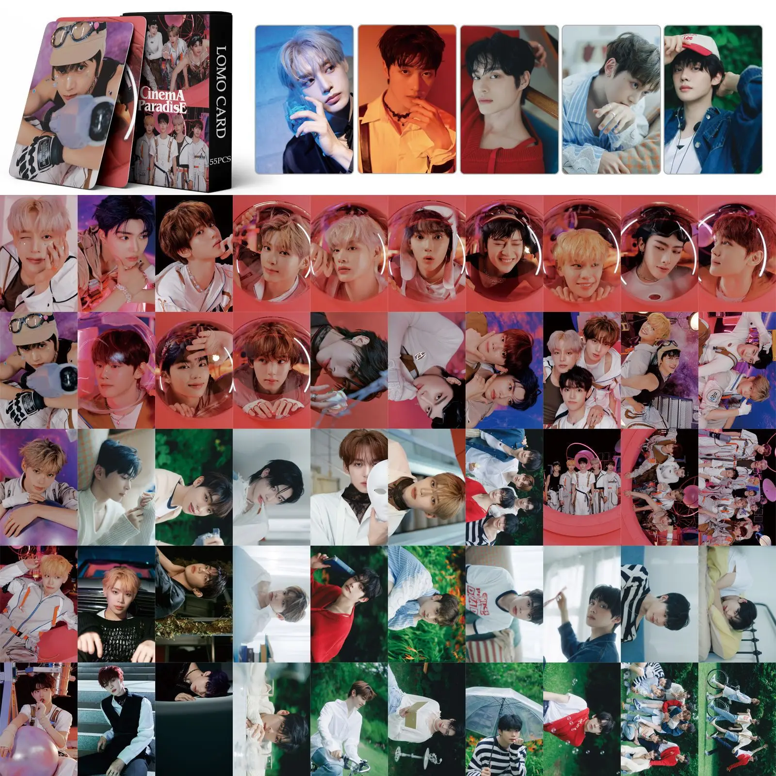 55pcs/set Kpop ZB1 1st Album YOUTH IN THE SHADE ZEROBASEONE New Album Lomo Cards Double Side Print Photo Cards album cards lomo cards