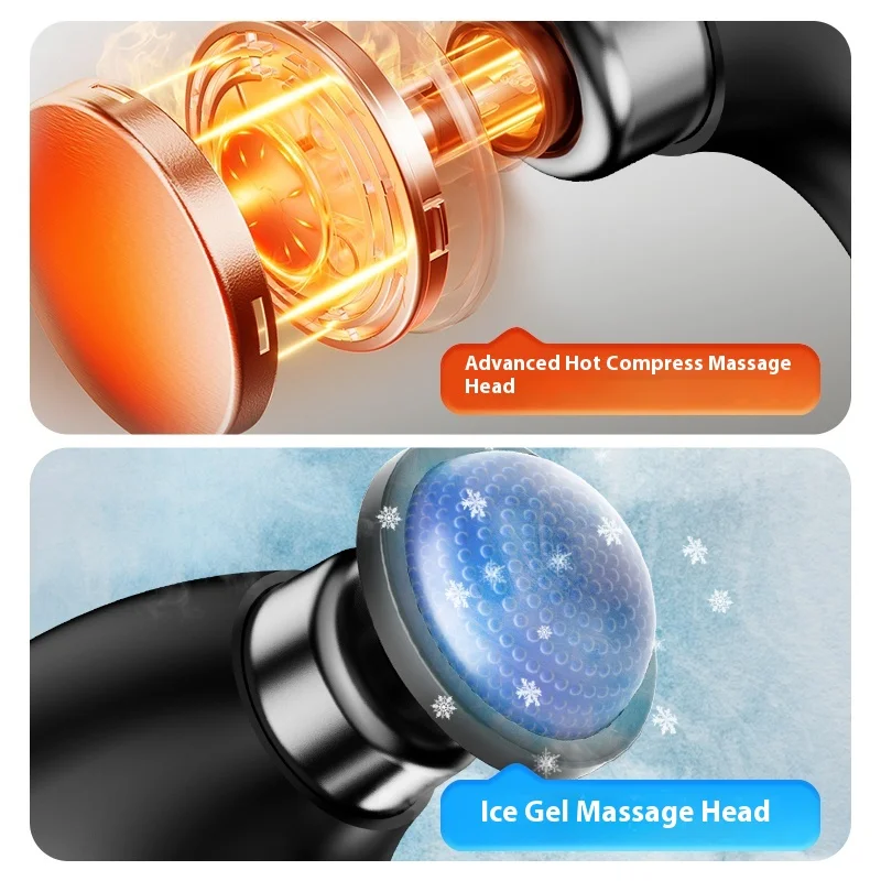 Heat & Cold Head Foldable Massage Gun with Deep Tissue Muscle Relaxation Adjustable Angles Portable Percussion Back Massager