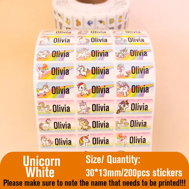 Custom Name Tag Sticker Waterproof Kawaii Stickers Decals Personalized First Name Label for Children School Stationery Bottle - Image 16