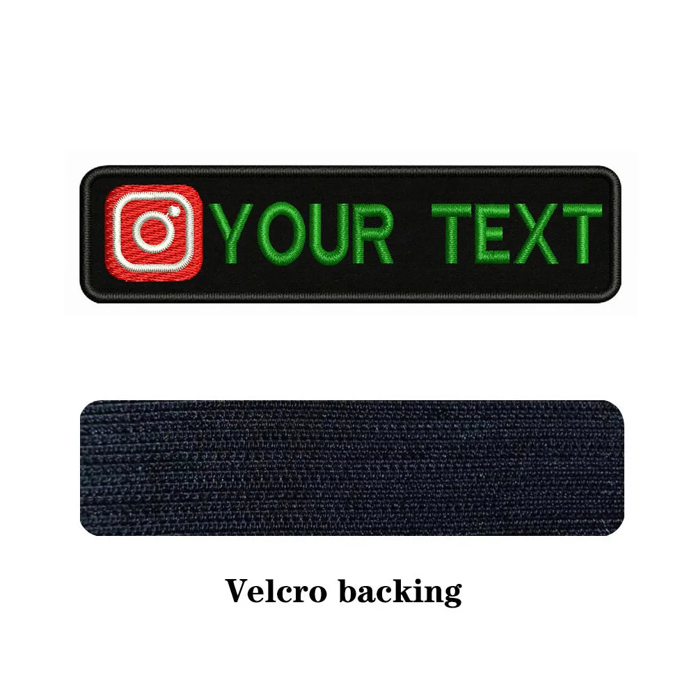 Instagram Logo 10X2.5cm Embroidery Custom Name Text Patch Stripes Badge Iron On Or Velcros Patches 