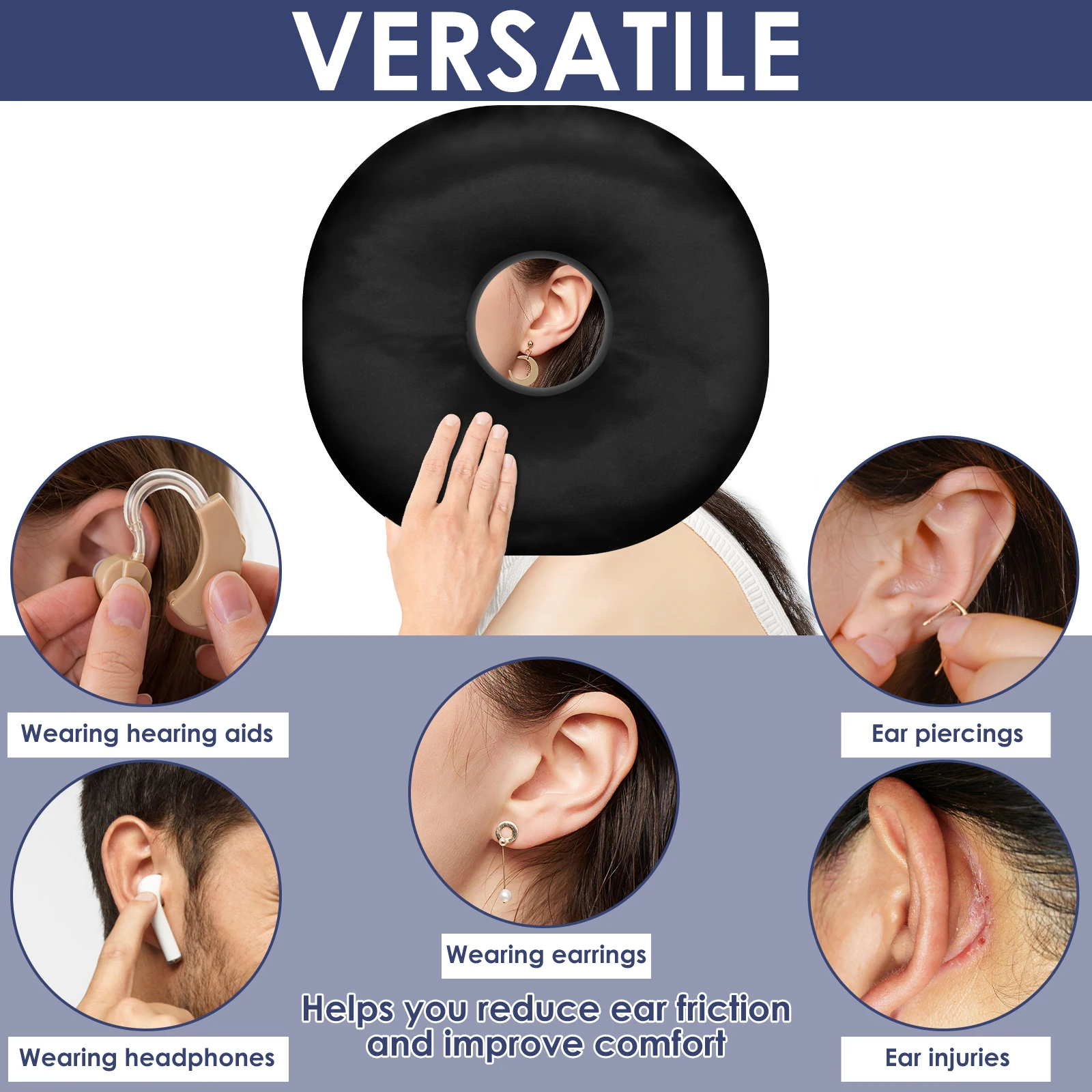 Cotton Ear Piercing Pillow for Side Sleepers Relief