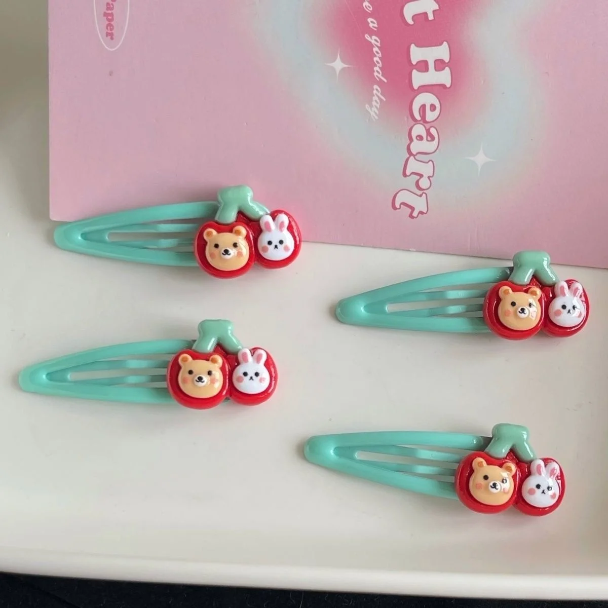 

2PC New Princess Cherry Rabbit Bear Hairpins Children Headwear Hairgrip Cute Hair Clips Barrettes Hair Accessories For Girls