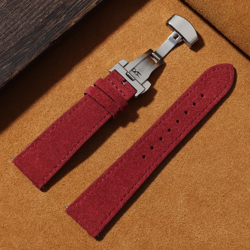 Luxury Suede Leather Watch Band with Butterfly Buckle - Quick Release Strap Accessory