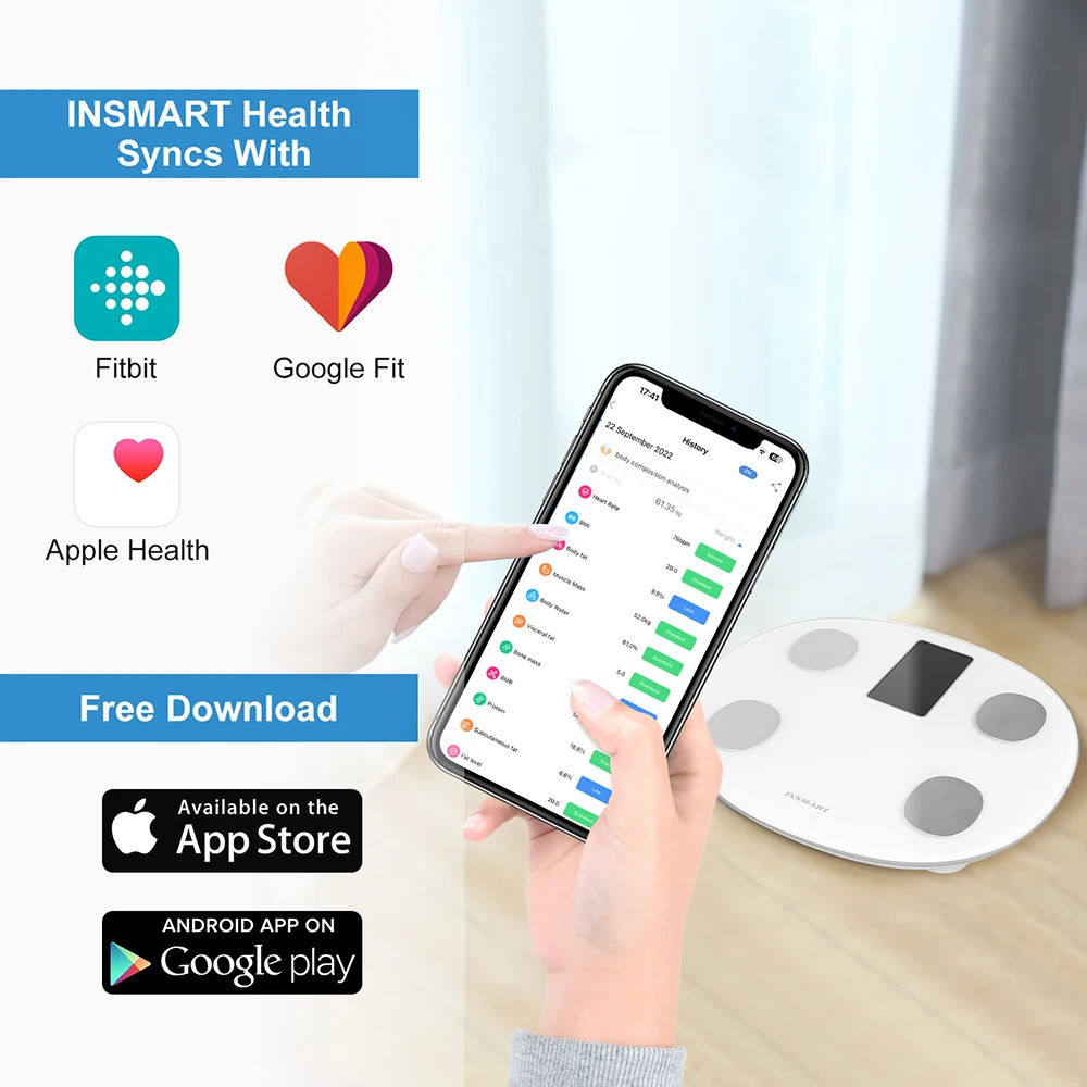 Electronic Scale Weight Scale INSMART Smart BMI Scale Smart Digital Body Weighing Scale Body Fat Composition Analyzer Bathroom Weighing