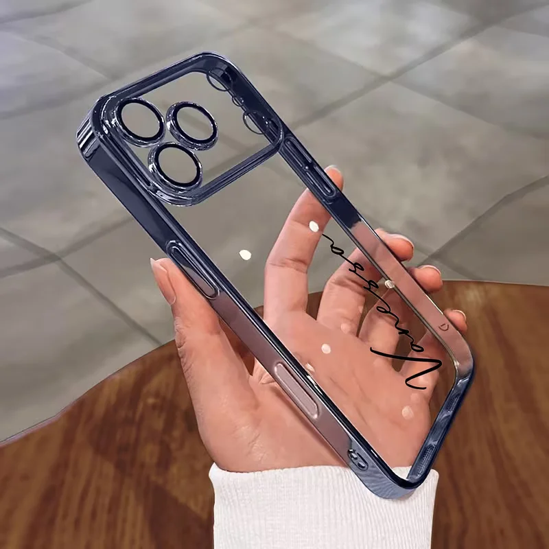 Personalized Customized Name Transparent TPU Luxury Plating Phone Case for thumbnail 4