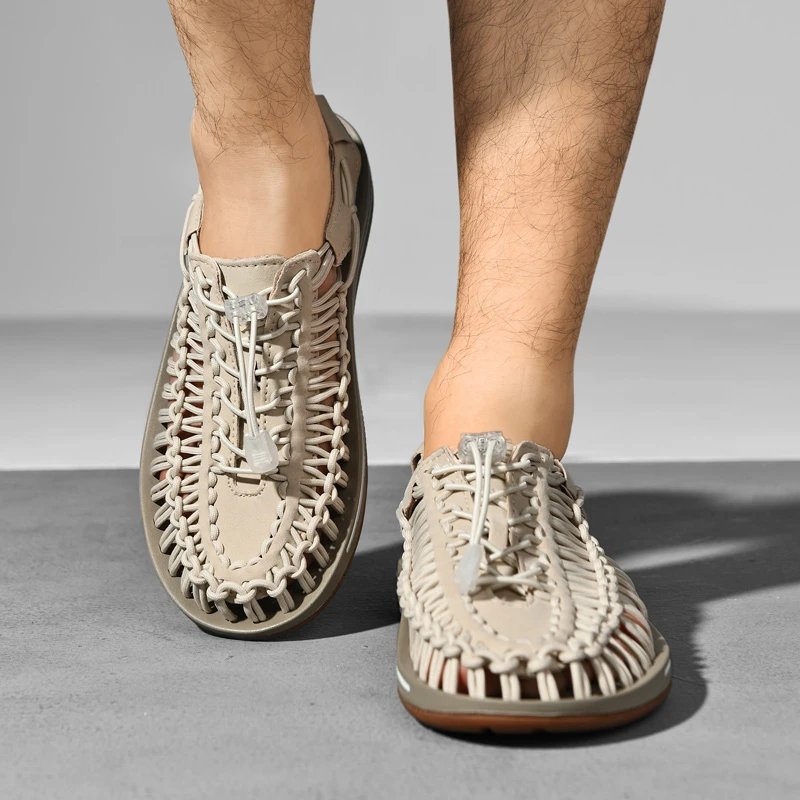 

Men's Closed Toe Casual Sports Sandals Summer Elastic Band Roman Wedge Sandals for Men Outddor Breathable Platform Beach Shoes