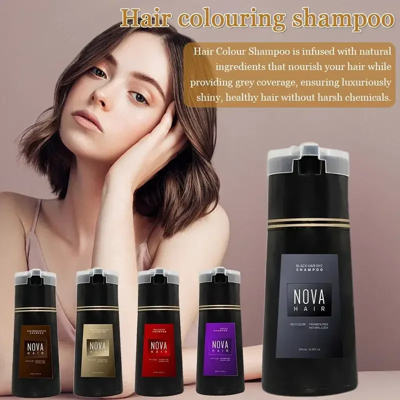 Original Hair Dye Shampoo Nova Hair Instant Dye Shampoo Men Women Quick Easy Safe Color Gray Coverage Nourish Scalp Hair Shampoo Hair Dye Shampoo