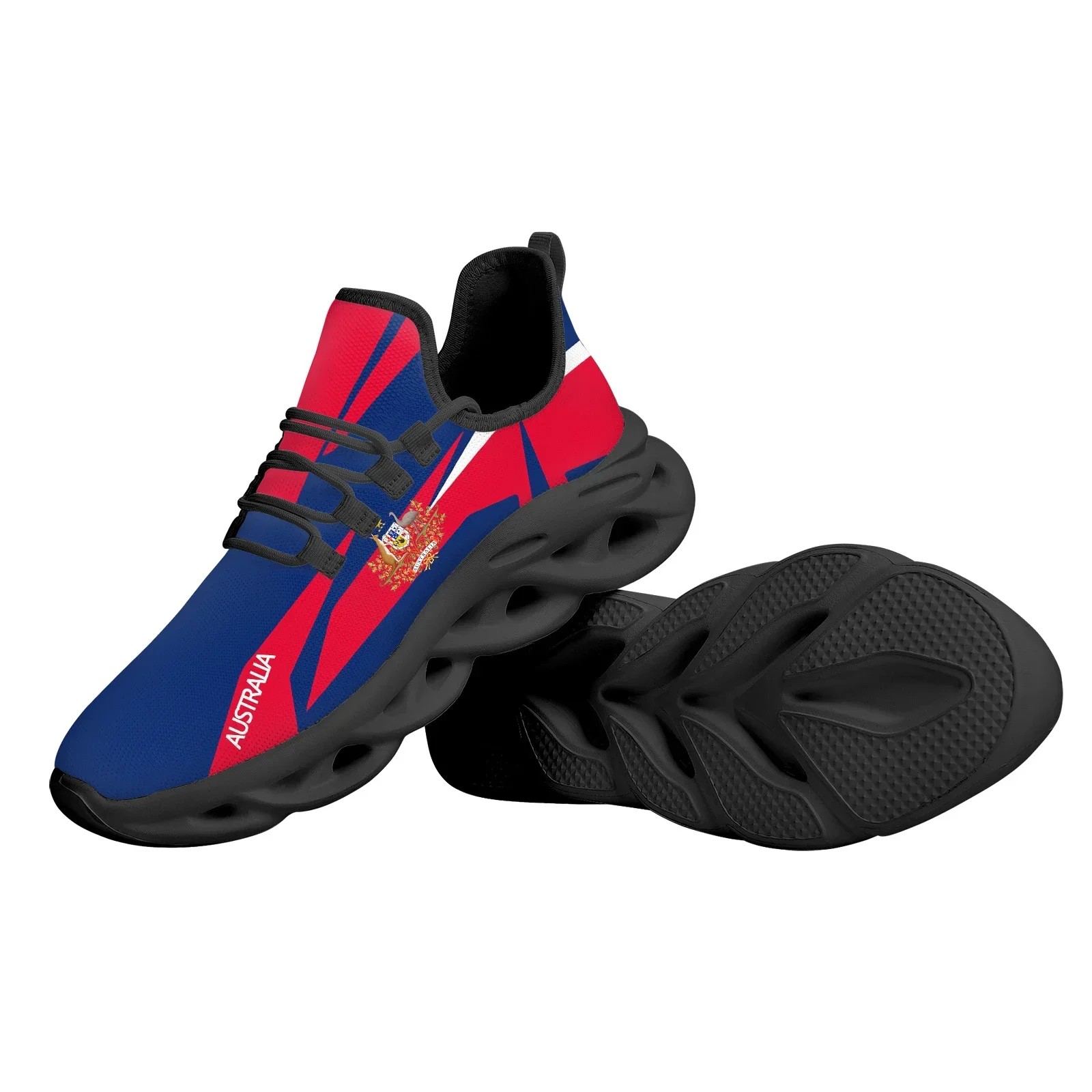 Australian Flag Print Breathable Mesh Shoes Kangaroo Emu Design Casual Lace Up Sneakers Lightweight Comfortable Flats Footwear