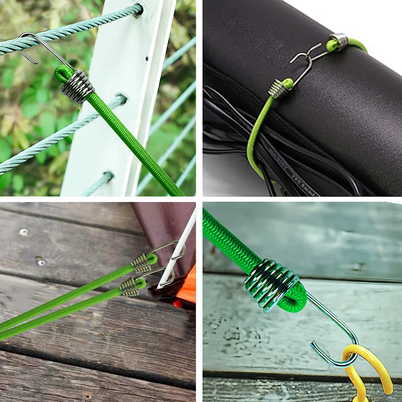 10PCS Luggage Strap Elastic Strap Fixed Elastic Cord Socket Fixed Small Hook 4mm Latex Mini Rope Camping Accessories