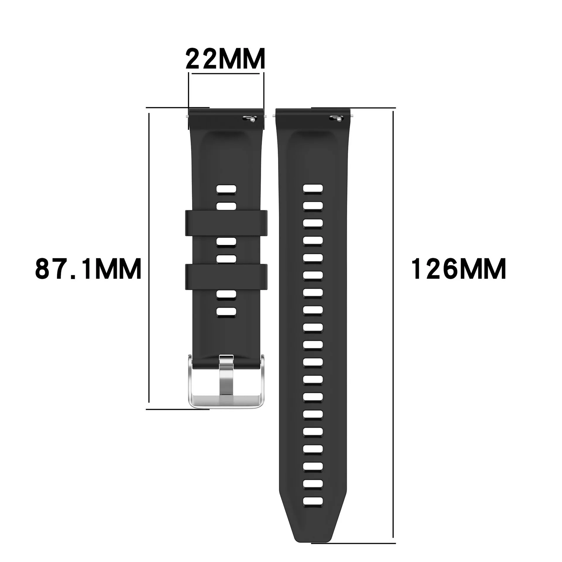 Official 22mm Silicone Sports Watch Strap - Enhanced Comfort and Style