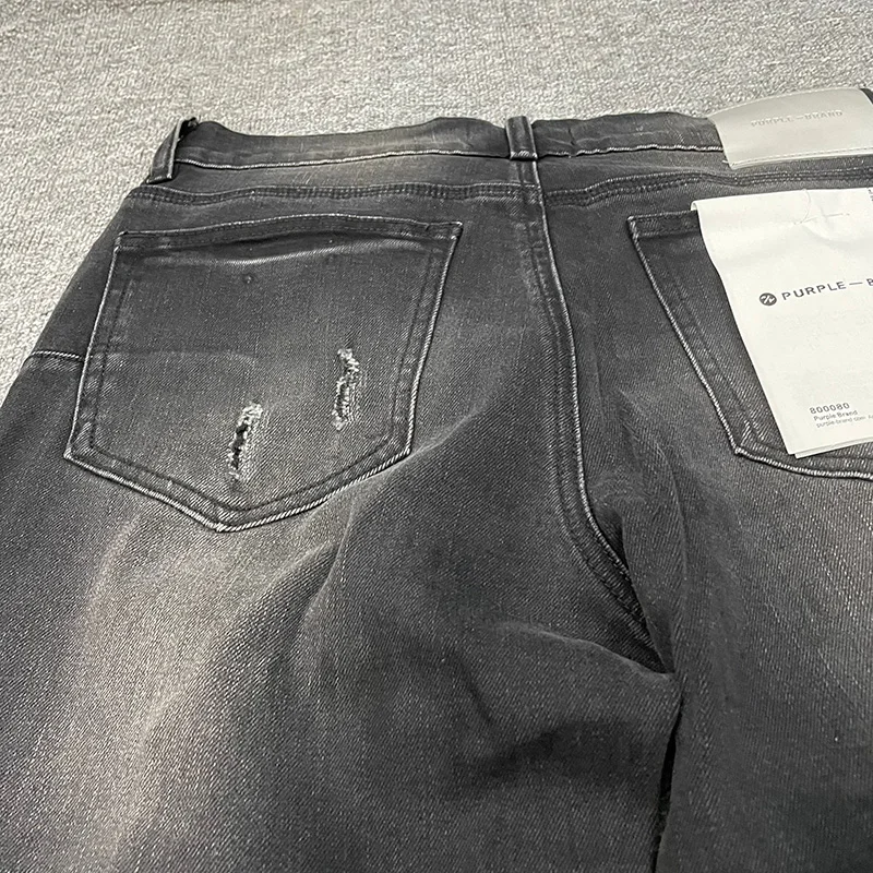 High Street Vintage Fashion Casual Jeans Pants Men Woman Washed Black Damaged Hole Old Hip Hop Trousers 5